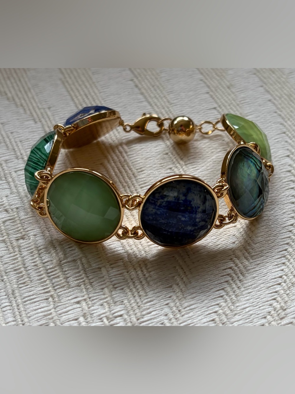 kate spade Gold-Tone Bracelet with Green and Blue Stones